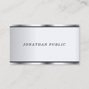 Cartão De Visita Prata de Fontes Cursiva parece moderno e elegante