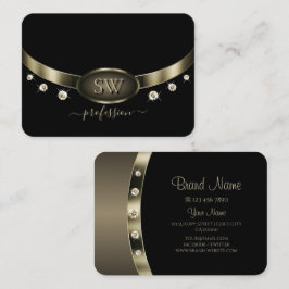 Cartão De Visita Prata de Platina Negra Nobre com Diamantes Monográ