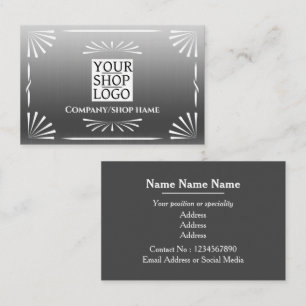 Cartão De Visita Prata do logotipo Art Deco
