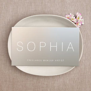 Cartão De Visita Prata Luminosa de Artista Moderno Makeup