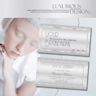 Cartão De Visita Prata luxuosa com Ornamentado e diamantes criativo