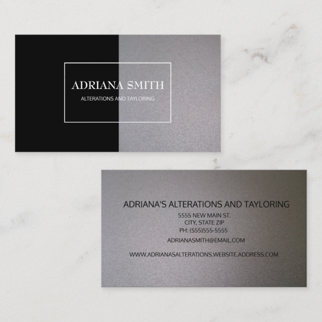 Cartão De Visita Prata Metálico Moderna Elegante Profissional (Frente/Verso)