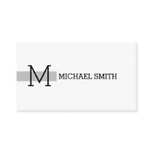 Prata Moderna Elegante Branco Simples Monograma