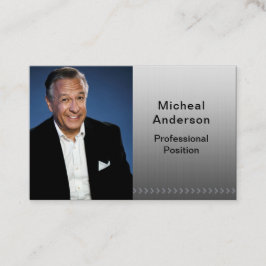 Cartão De Visita Prata Negra de Foto Moderna Profissional Empresari