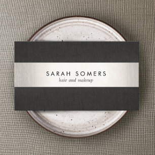 Cartão De Visita Prata Negra Negra Moderna Elegante Riscada Profiss