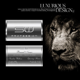 Cartão De Visita Prata Shimmery Elegante e Glam de Iniciais 3D Gran