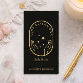 Cartão De Visita Praticante Moderno de Reiki Celestial - Mãos que C