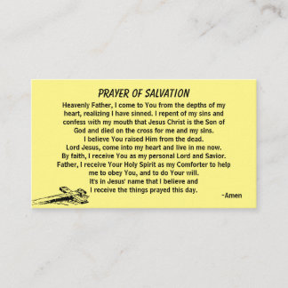 Cartão De Visita PRAYER OF SALVATION adicione igreja ou ministério