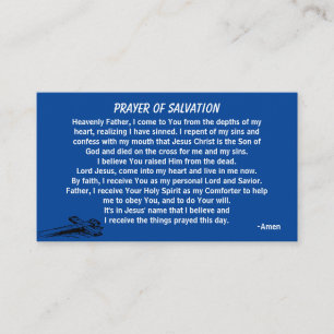 Cartão De Visita PRAYER OF SALVATION adicione igreja ou ministério 