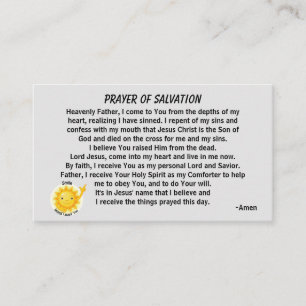 Cartão De Visita PRAYER OF SALVATION adicione igreja ou ministério 