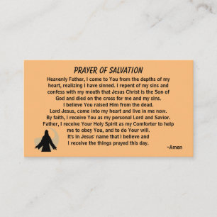 Cartão De Visita PRAYER OF SALVATION adicione igreja ou ministério 