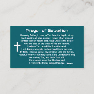 Cartão De Visita PRAYER OF SALVATION adicione igreja ou ministério 