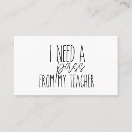 Cartão De Visita preciso de um passe do meu professor.cartão