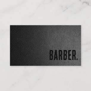 Cartão De Visita Premier Black Faux Leather Barber