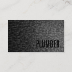 Cartão De Visita Premier Black Faux Leather Plumber