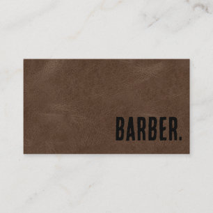 Cartão De Visita Premier Brown Faux Leather Barbeiro