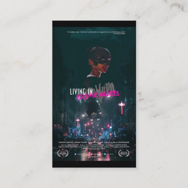 Cartão De Visita Prêmios Do Azure Lorica FanFilm - Vivendo No Beco  (Frente)