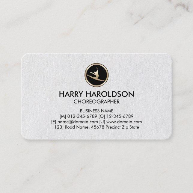 Cartão de visita Premium do Coreógrafo de Ícone Da (Frente)