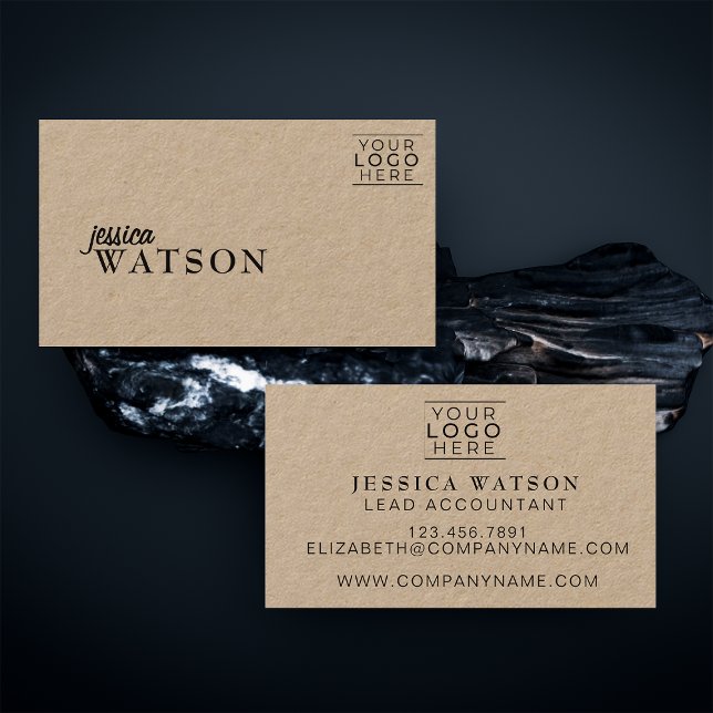 Cartão De Visita Premium Kraft Rustic Front and Back Personalizado (Criador carregado)