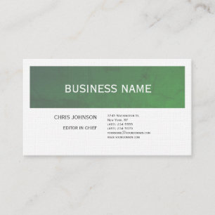 Cartão De Visita Premium Linen Green White Plain Trabalho de arte m