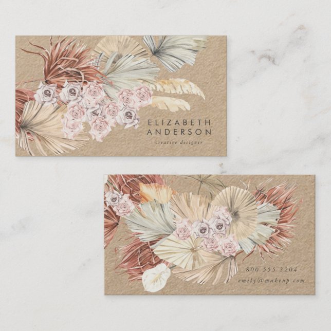 Cartão De Visita Premium Pampas Original Kraft Modern Designer (Frente/Verso)