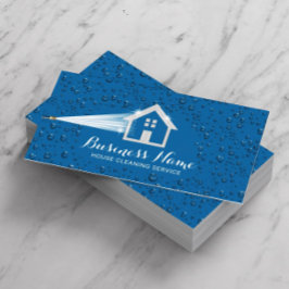 Cartão De Visita Pressão De Limpeza Da Casa Lavando Azul