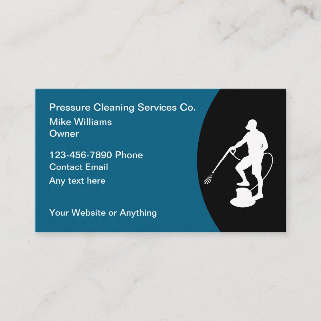 Cartão De Visita Pressure Cleaning Services Modern Business Cards (Frente)