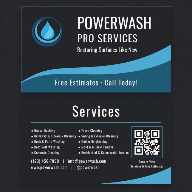 Cartão De Visita Pressure Washer QR Code Professional (Criador carregado)
