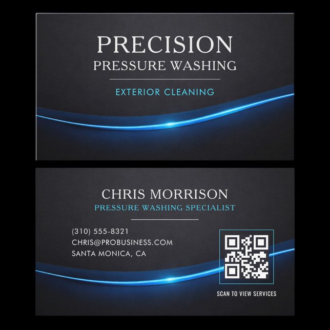 Cartão De Visita Pressure Washing QR Code Professional (Criador carregado)