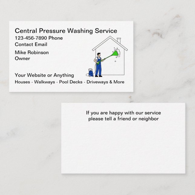Cartão De Visita Pressure Washing Services Business Cards (Frente/Verso)