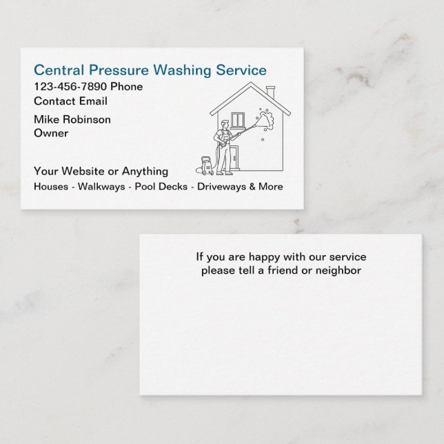 Cartão De Visita Pressure Washing Services Business Cards (Frente/Verso)