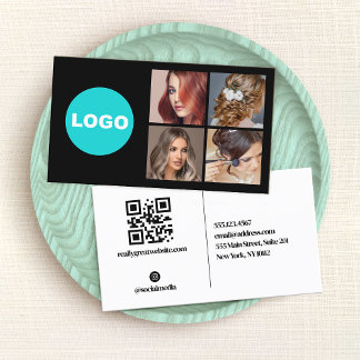 Cartão De Visita Preto Adicionar logotipo Foto de rede de mídia soc
