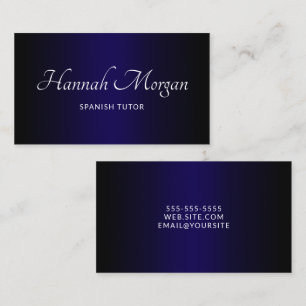 Cartão De Visita Preto Azul Escuro Ombre Elegante Script