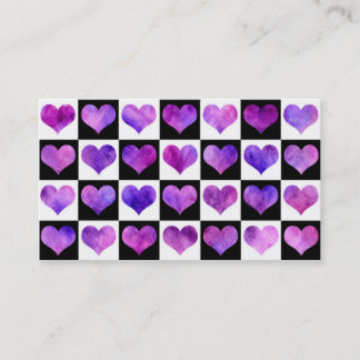 Cartão de visita preto & branco dos corações de