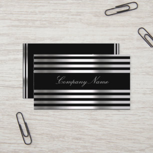 Cartão De Visita Preto Branco Prata Abstrato