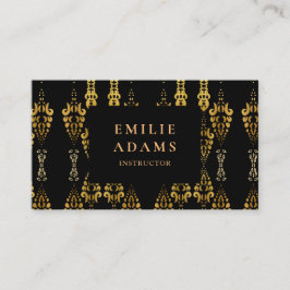 Cartão De Visita Preto-chico luxuoso e Ornamental Dourada Faux