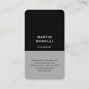 Cartão De Visita Preto Cinza Profissional Moderno Elegante Minimali