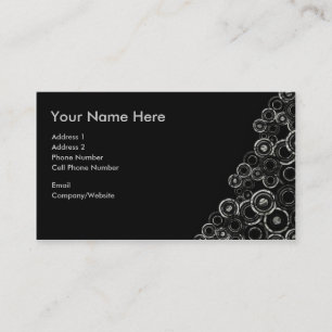 Cartão de visita - preto - círculos de prata