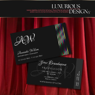 Cartão De Visita Preto com faixas coloridas Horas de abertura do Mo