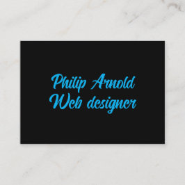 Cartão de visita preto com texto azul