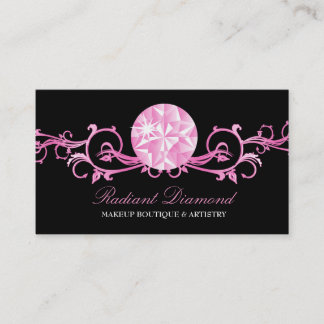 Cartão De Visita Preto cor-de-rosa do esplendor do diamante 311