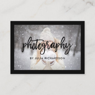 Cartão De Visita Preto corajoso duas fotos para fotógrafo