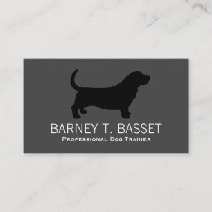Cartão De Visita Preto da silhueta de Basset Hound no cinza