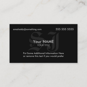 Cartão De Visita Preto das iniciais