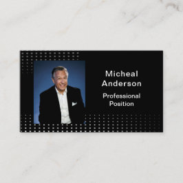 Cartão De Visita Preto de Foto Moderna Profissional do Empresário