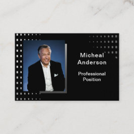 Cartão De Visita Preto de Foto Moderna Profissional do Empresário