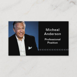 Cartão De Visita Preto de Foto Moderna Profissional do Empresário