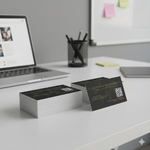 Cartão De Visita Preto de luxo e Dourado costume minimalista