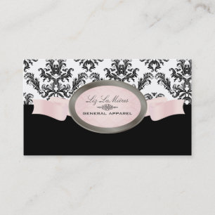 Cartão De Visita Preto de PixDezines, rosa, damasco branco de