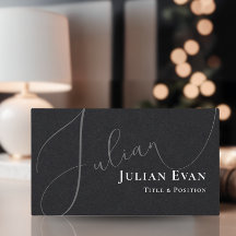 Cartão de visita preto de script curativo profissi